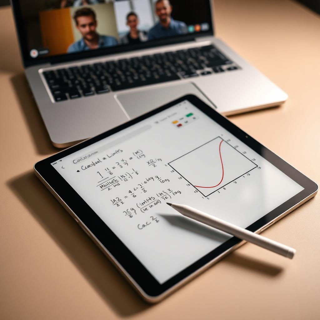 Digital whiteboard with calculus notes